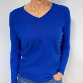 Indigo Blue Cashmere V-Neck Jumper Medium/Petite