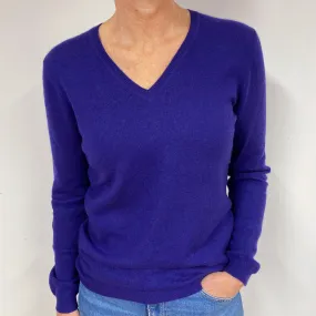 Iris Purple Cashmere V-Neck Jumper Medium
