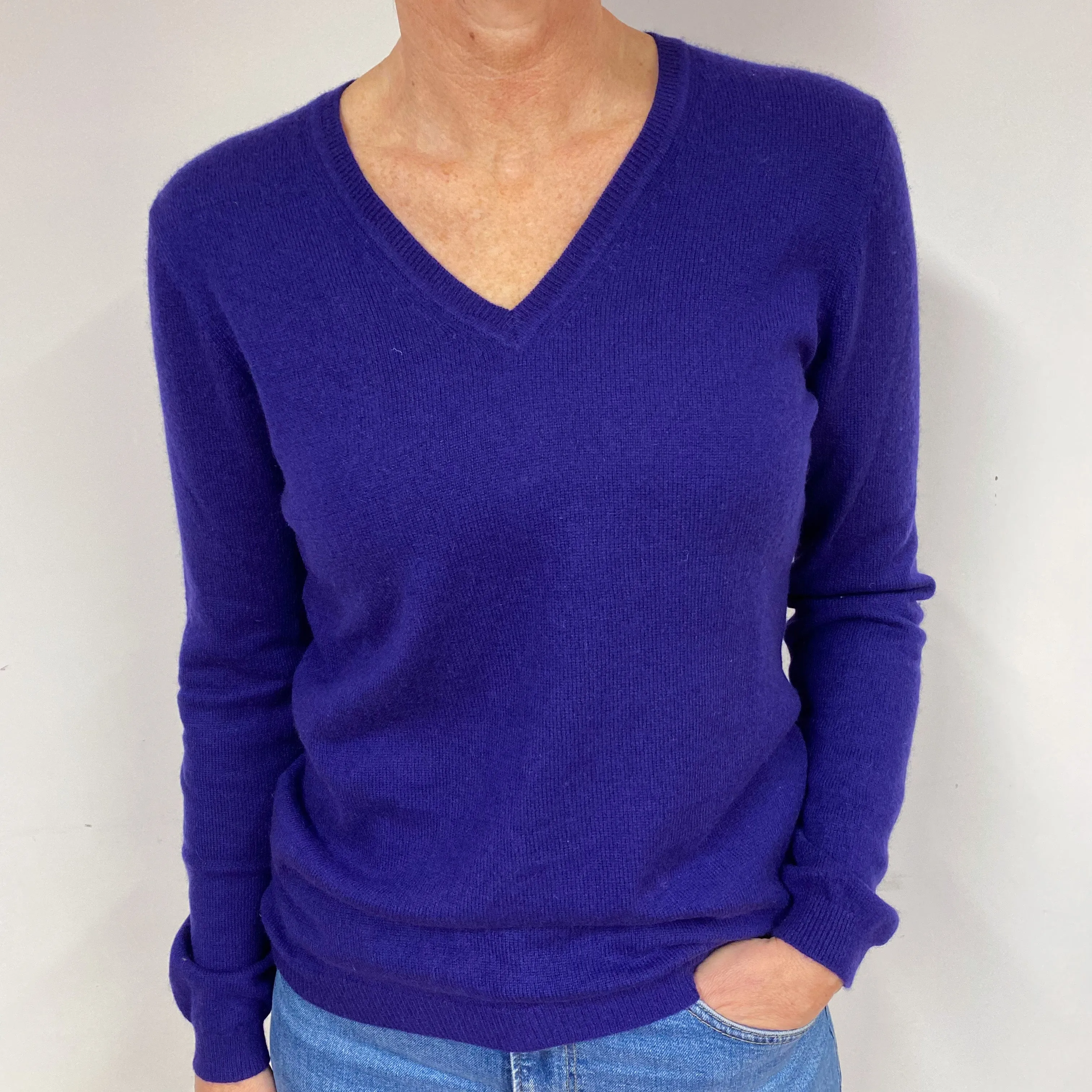Iris Purple Cashmere V-Neck Jumper Medium