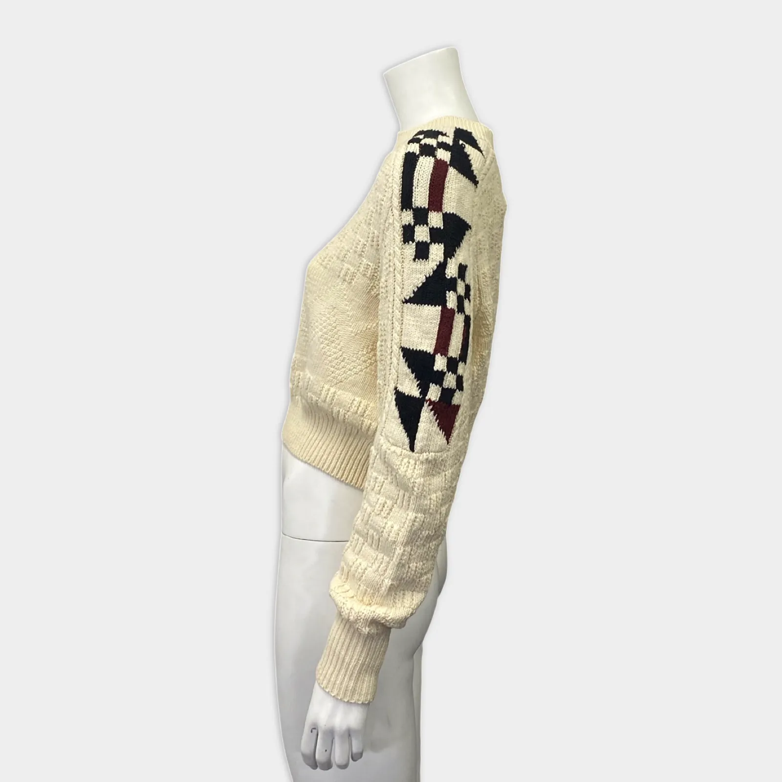 Isabel Marant Ecru Cropped Wool Jumper
