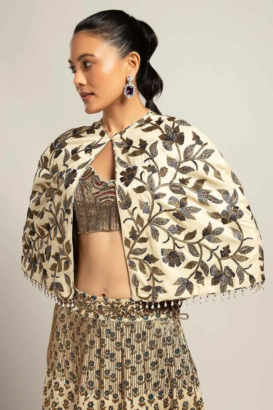 Ivory Faded Lissome Embroidered Lehenga Set