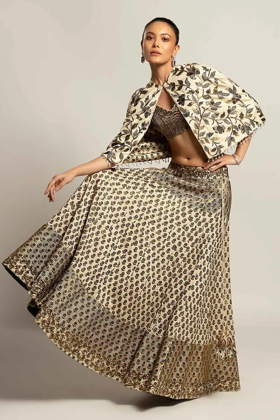 Ivory Faded Lissome Embroidered Lehenga Set