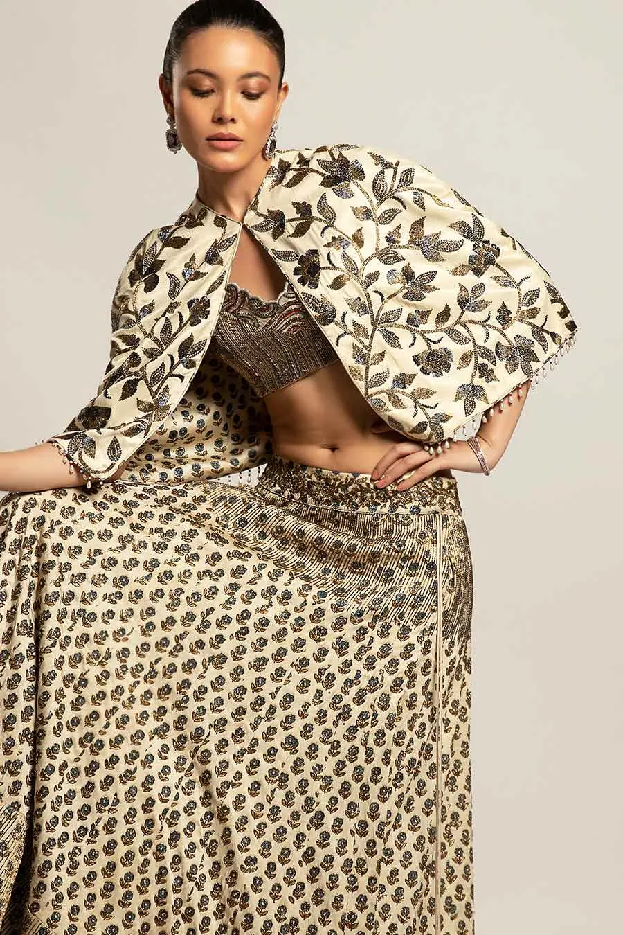 Ivory Faded Lissome Embroidered Lehenga Set