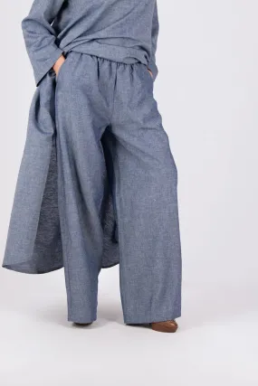 JESIKA JEANS BLUE WIDE LINEN PANTS
