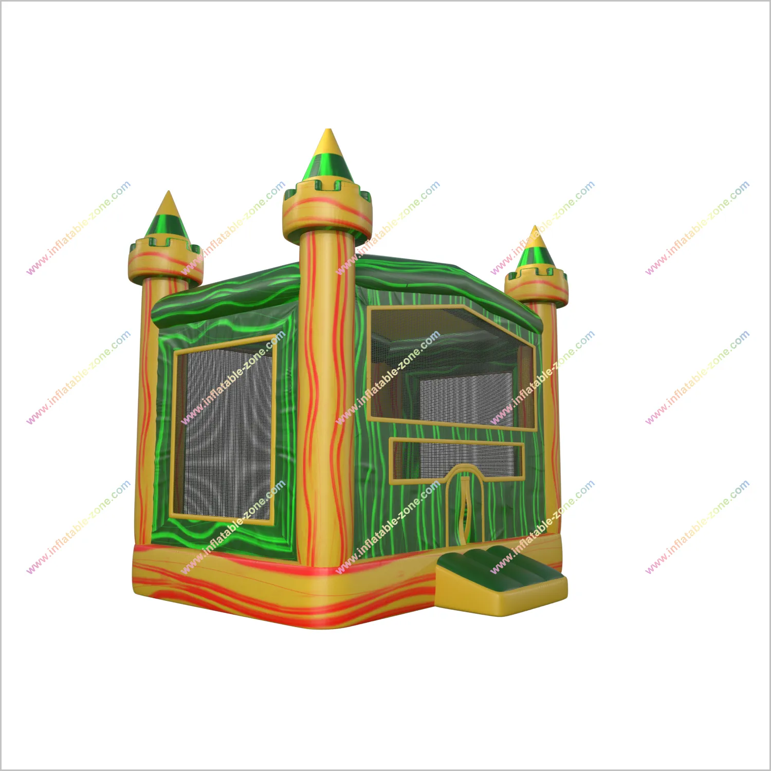 Jungle Castle Inflatable Bouncing House Marble Yellow And Green Inflatable Jumper Party Equipment Rental