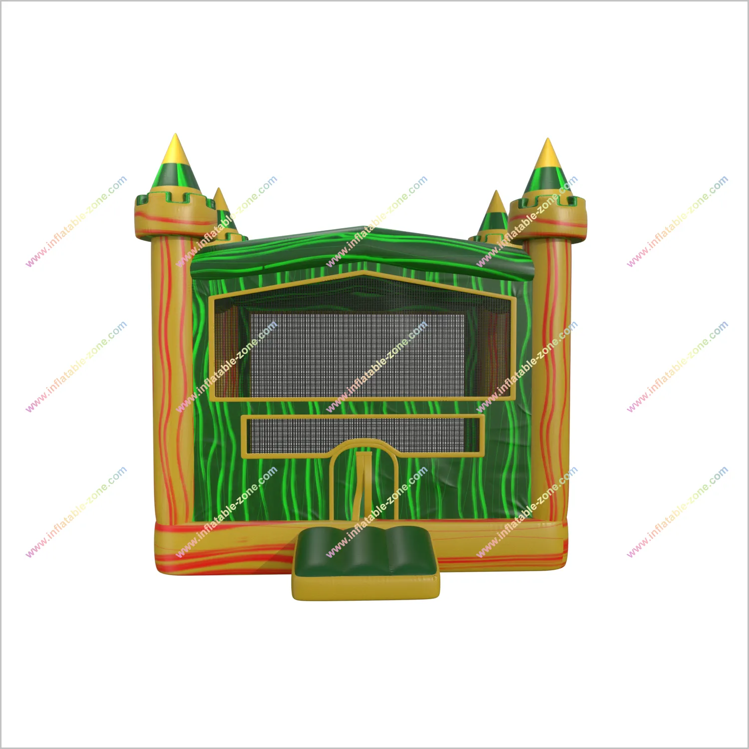 Jungle Castle Inflatable Bouncing House Marble Yellow And Green Inflatable Jumper Party Equipment Rental