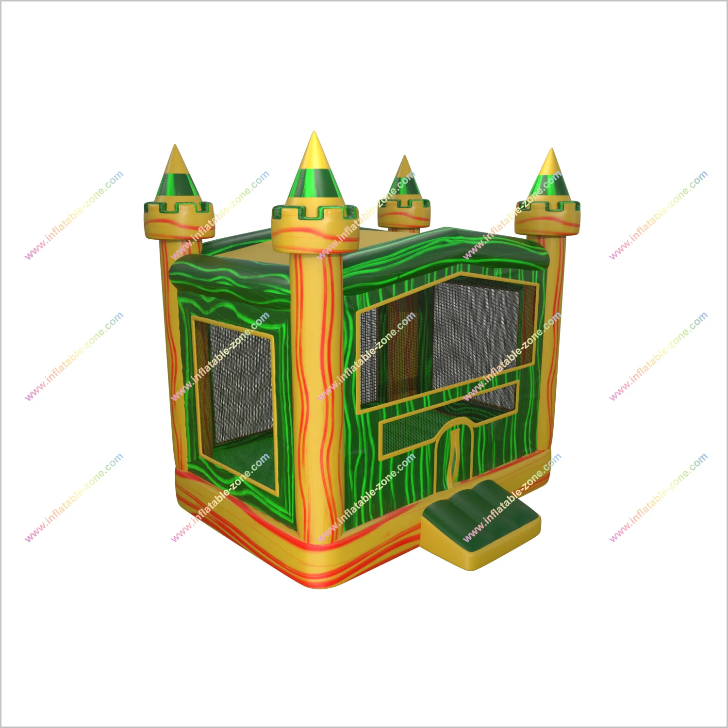 Jungle Castle Inflatable Bouncing House Marble Yellow And Green Inflatable Jumper Party Equipment Rental