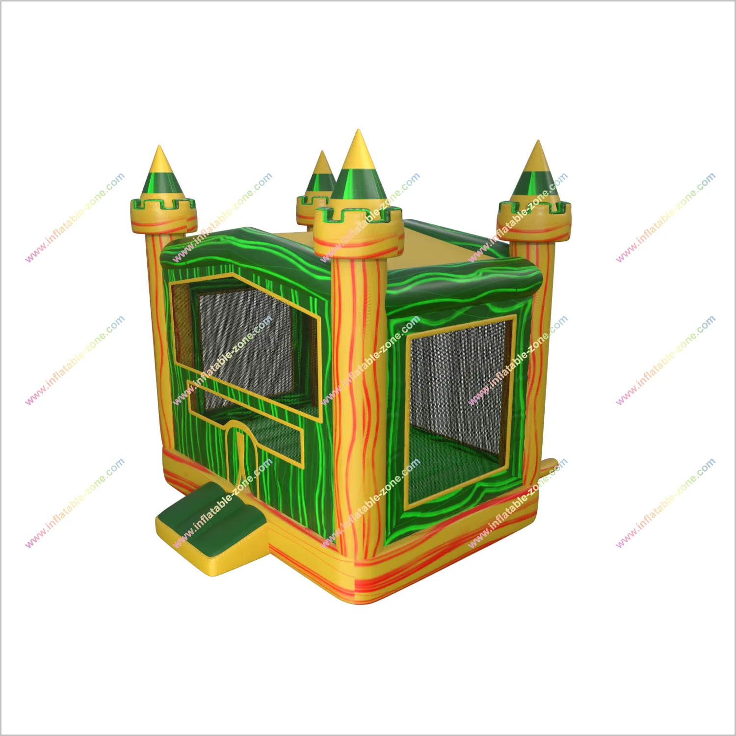 Jungle Castle Inflatable Bouncing House Marble Yellow And Green Inflatable Jumper Party Equipment Rental