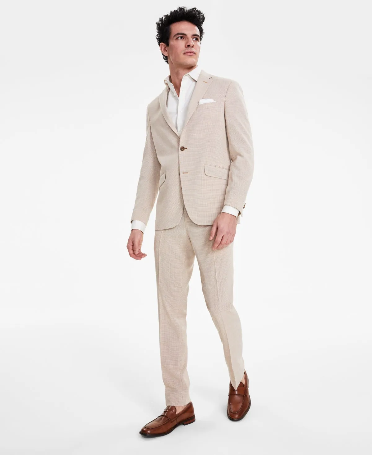 Kenneth Cole Reaction Mens Slim fit Dress Pants 34 / 32 Brown Stretch
