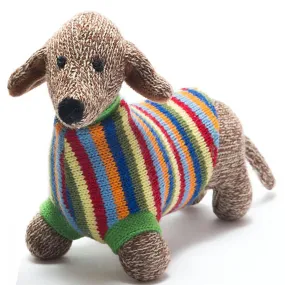 Knitted Sausage Dog Rattle