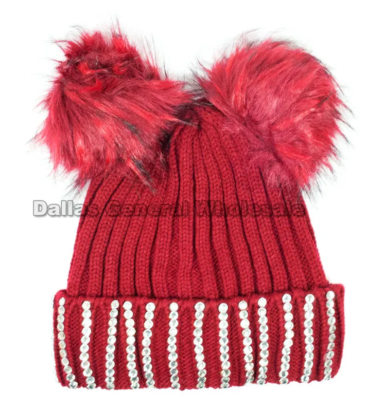 Ladies Pom Pom Ball Insulated Beanie Caps Wholesale