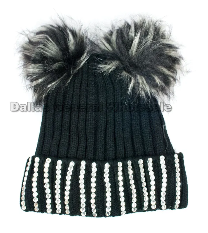Ladies Pom Pom Ball Insulated Beanie Caps Wholesale