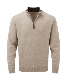 Lambswool Quarter Zip Jumper - Oat