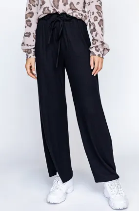 Lettuce Hem Waist Wide Leg Pants