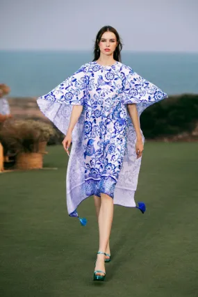 Logan Straight Cape Shoulder Latin Silk Knee-length Dress