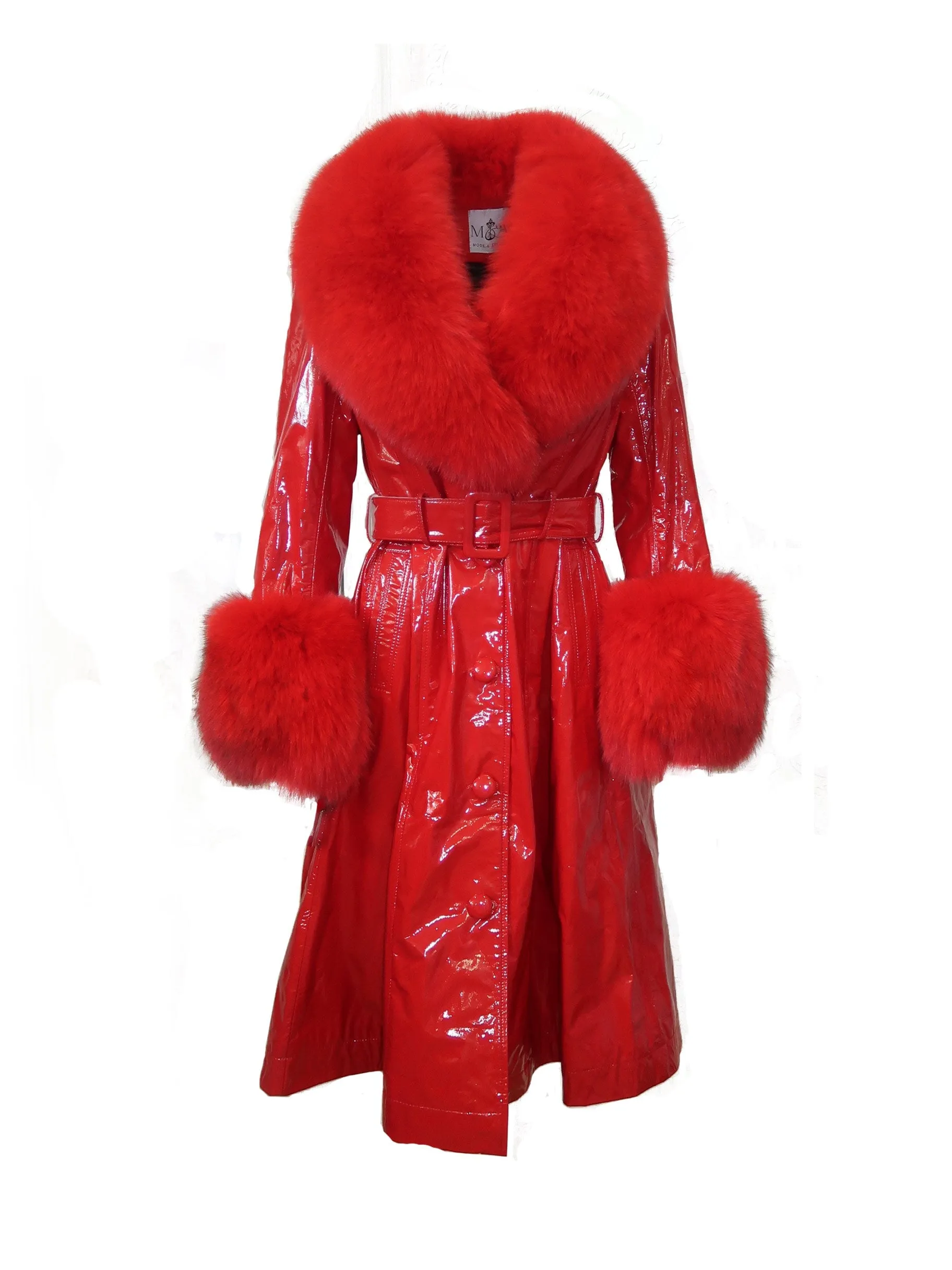 London Patent Coat in Ruby
