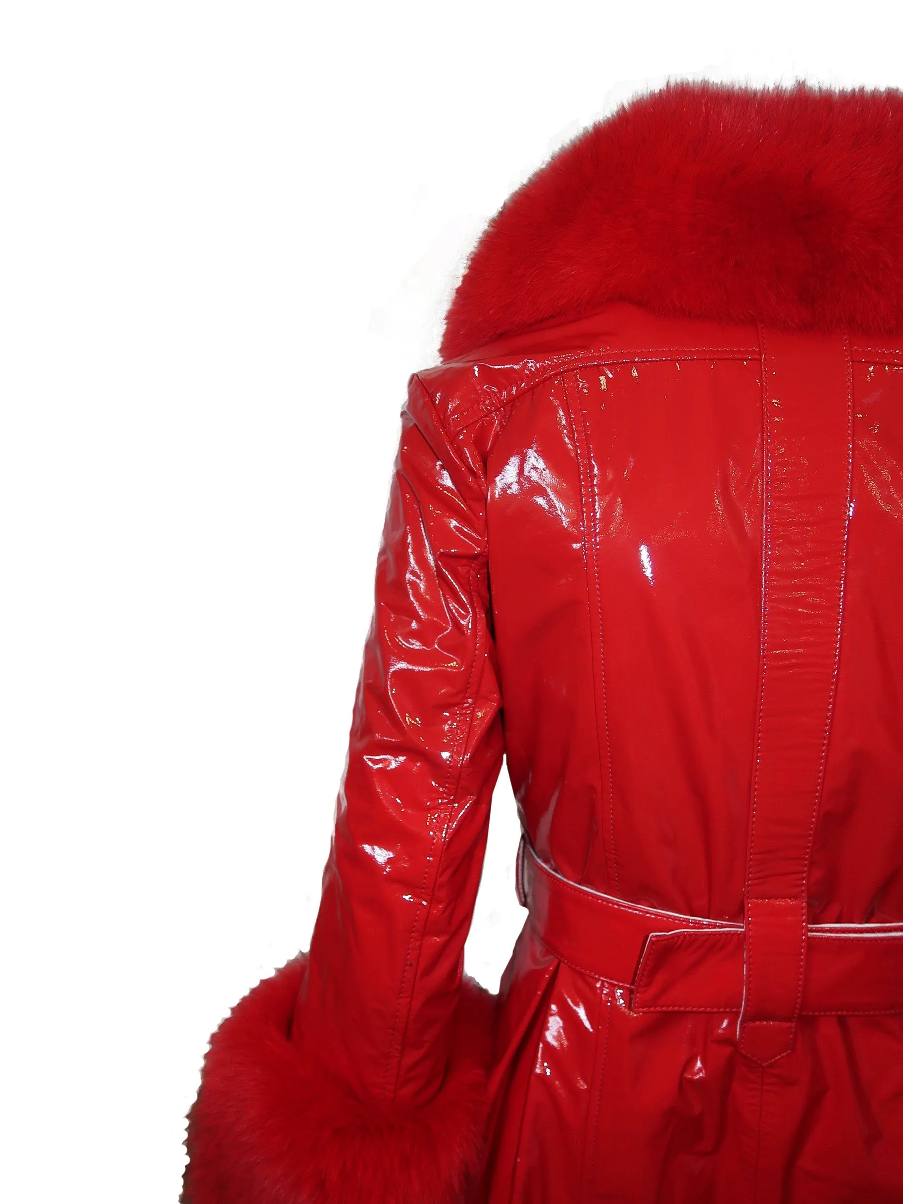 London Patent Coat in Ruby