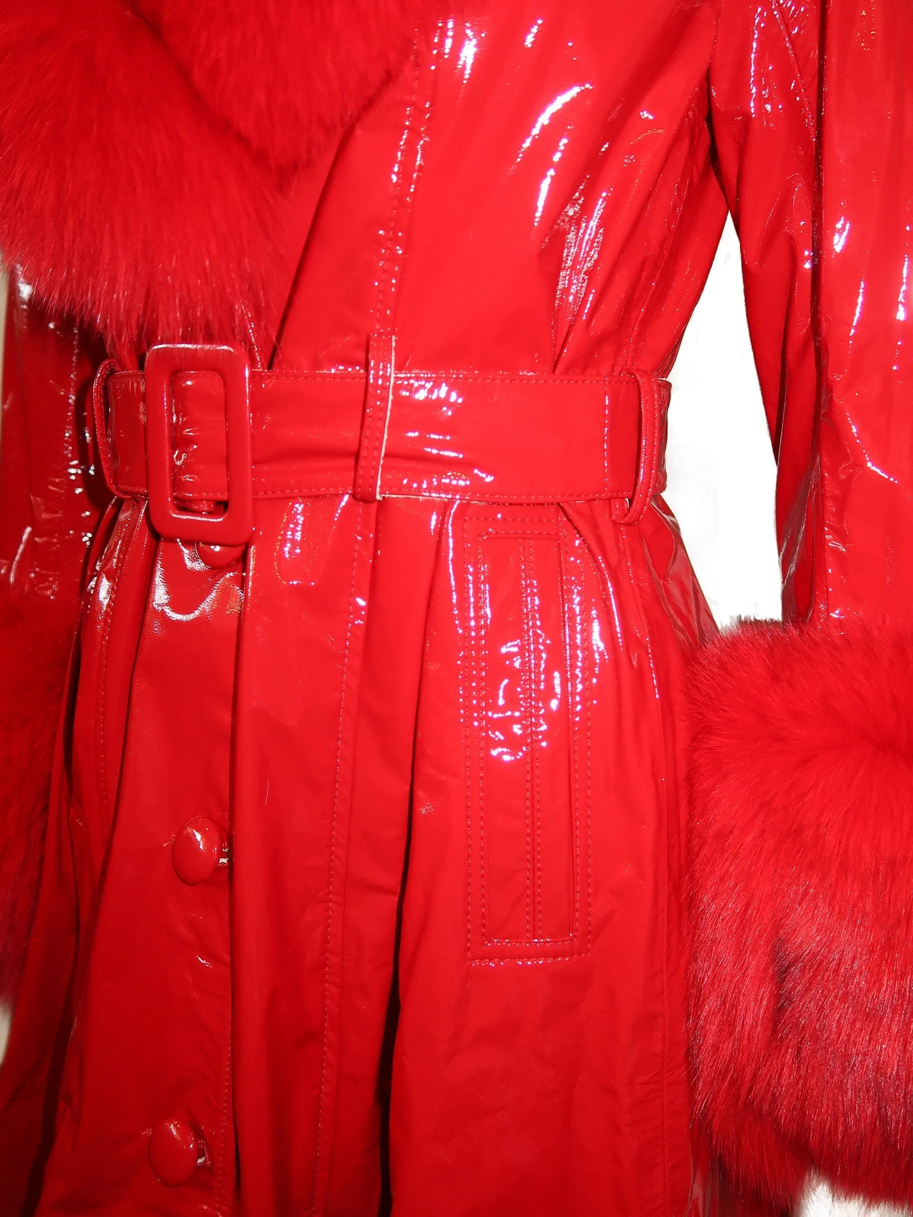 London Patent Coat in Ruby