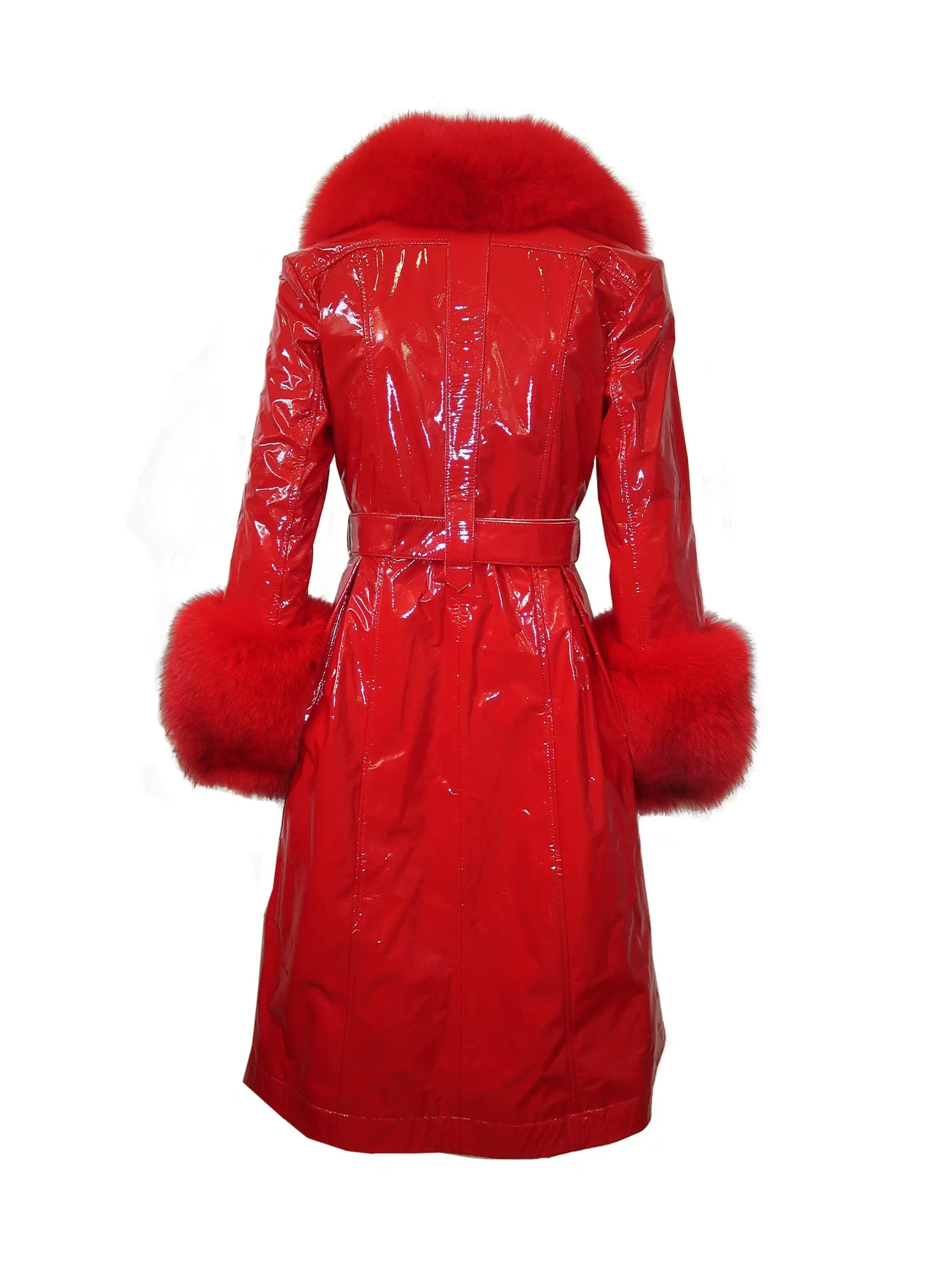 London Patent Coat in Ruby