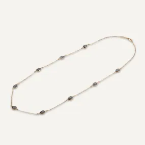 Long Labradorite Multi Crystal Necklace In Gold-Tone