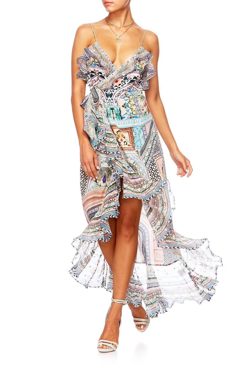 LONG WRAP DRESS WITH FRILL LADY LAKE