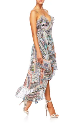 LONG WRAP DRESS WITH FRILL LADY LAKE