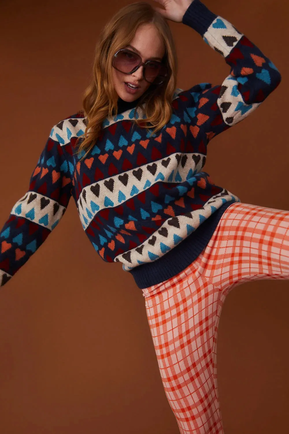 Love Heart Design Blue Cashmere Jumper