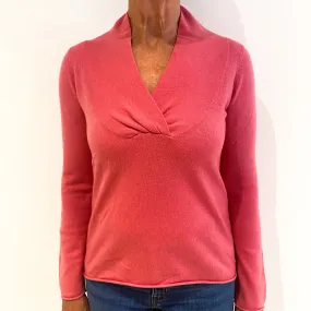 Lupin Pink Cashmere Crossover V-Neck Jumper Medium
