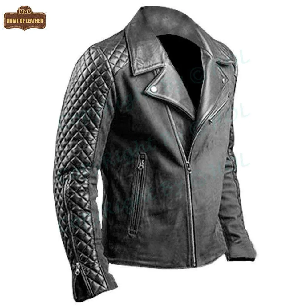 M007 Men's Stylish Black Fashion Real Leather Biker Suede Style Jacket