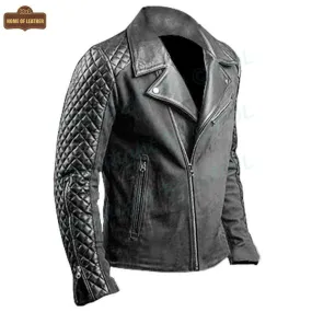 M007 Men's Stylish Black Fashion Real Leather Biker Suede Style Jacket