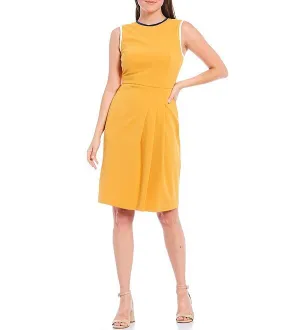 Maggy London Sheath With Faux Side Wrap Pleats Dress