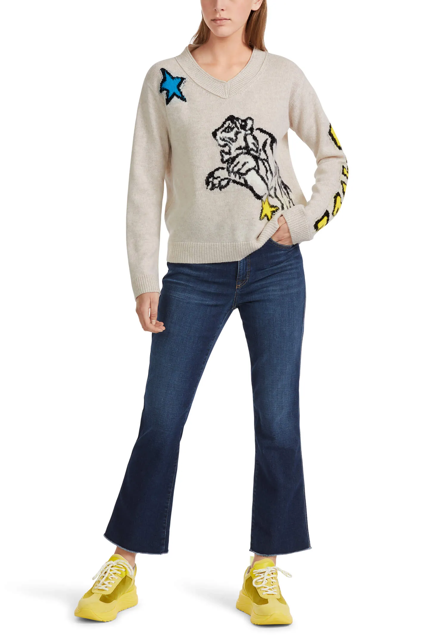 Marc Cain Sports VS 41.22 M61 129 Beige New Pearl Tiger Jumper
