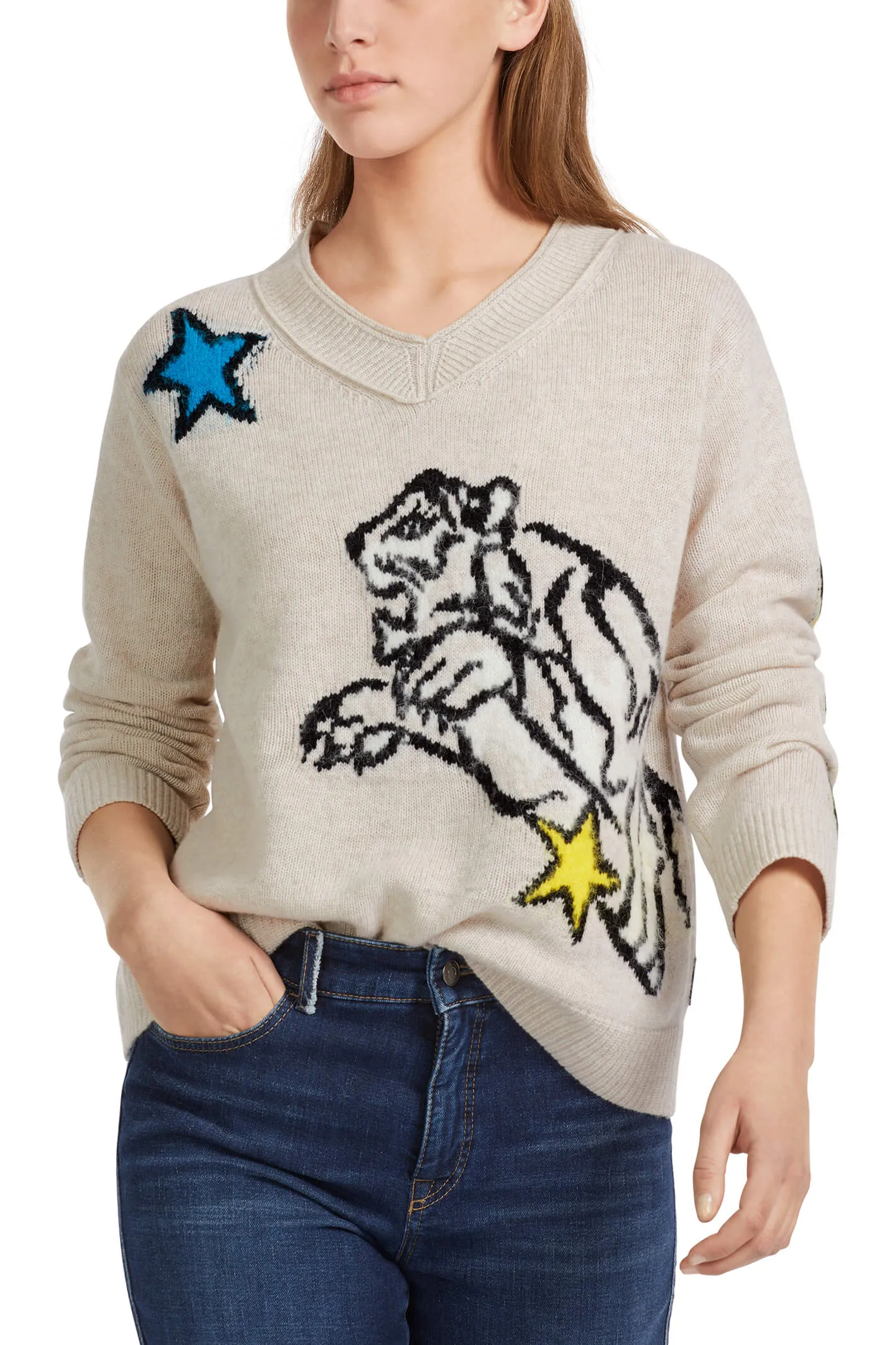 Marc Cain Sports VS 41.22 M61 129 Beige New Pearl Tiger Jumper