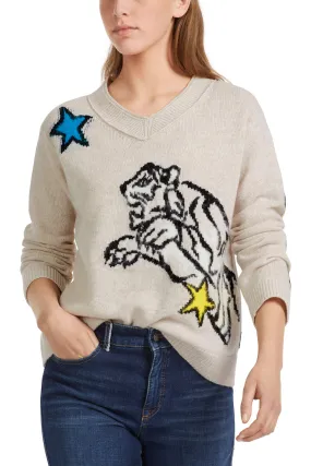 Marc Cain Sports VS 41.22 M61 129 Beige New Pearl Tiger Jumper