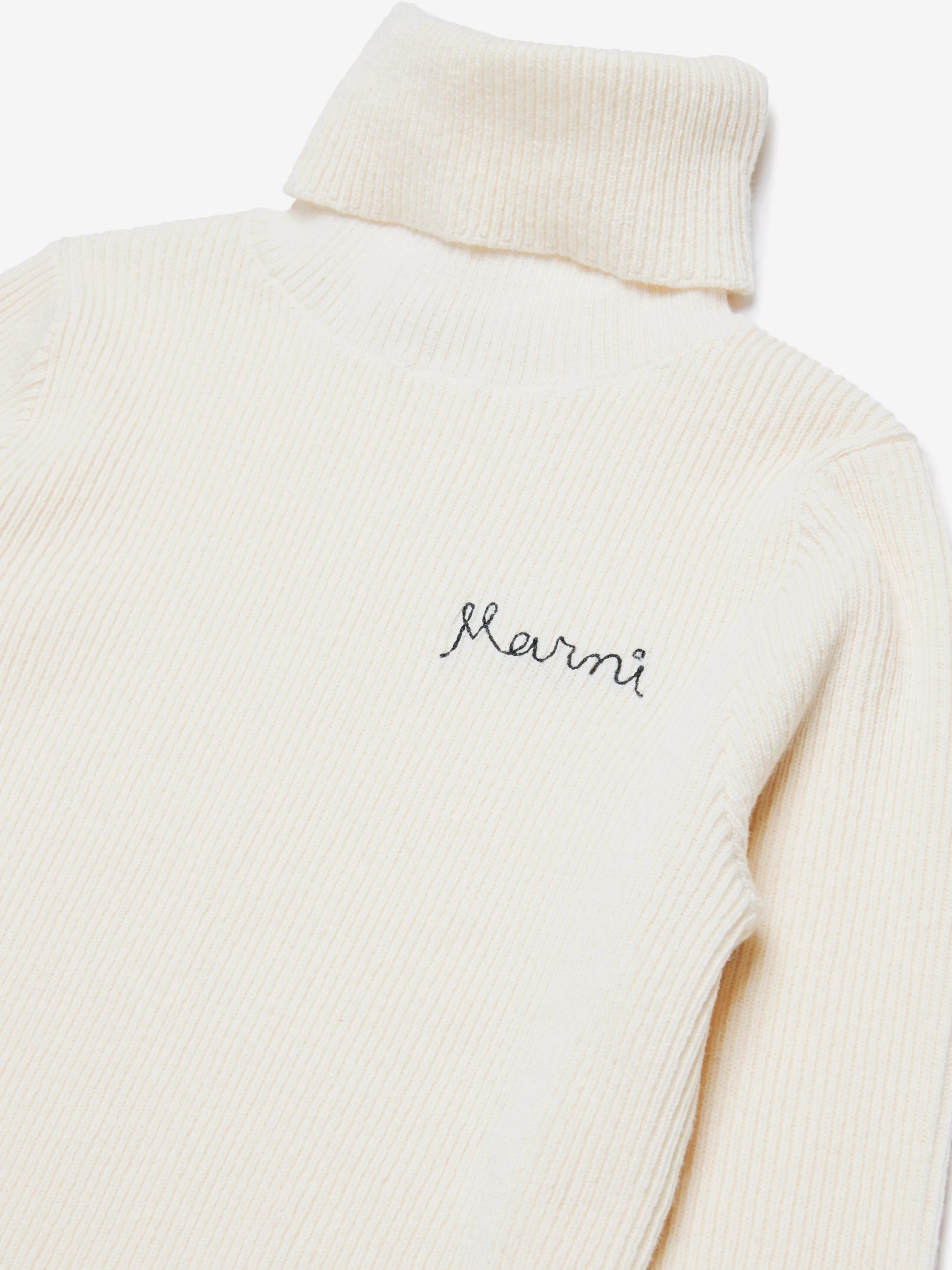 MARNI Girls Knitted Roll Neck Jumper in Ivory