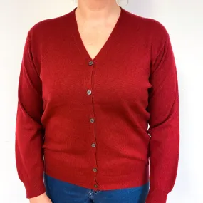 Maroon Red Cashmere V-Neck Cardigan Large