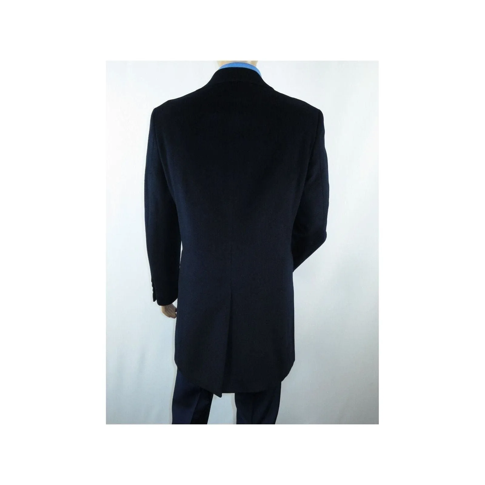 Men 100% Soft Wool 3/4 Length Winter Top Coat Cashmere Feel  #Til-71 Navy Blue