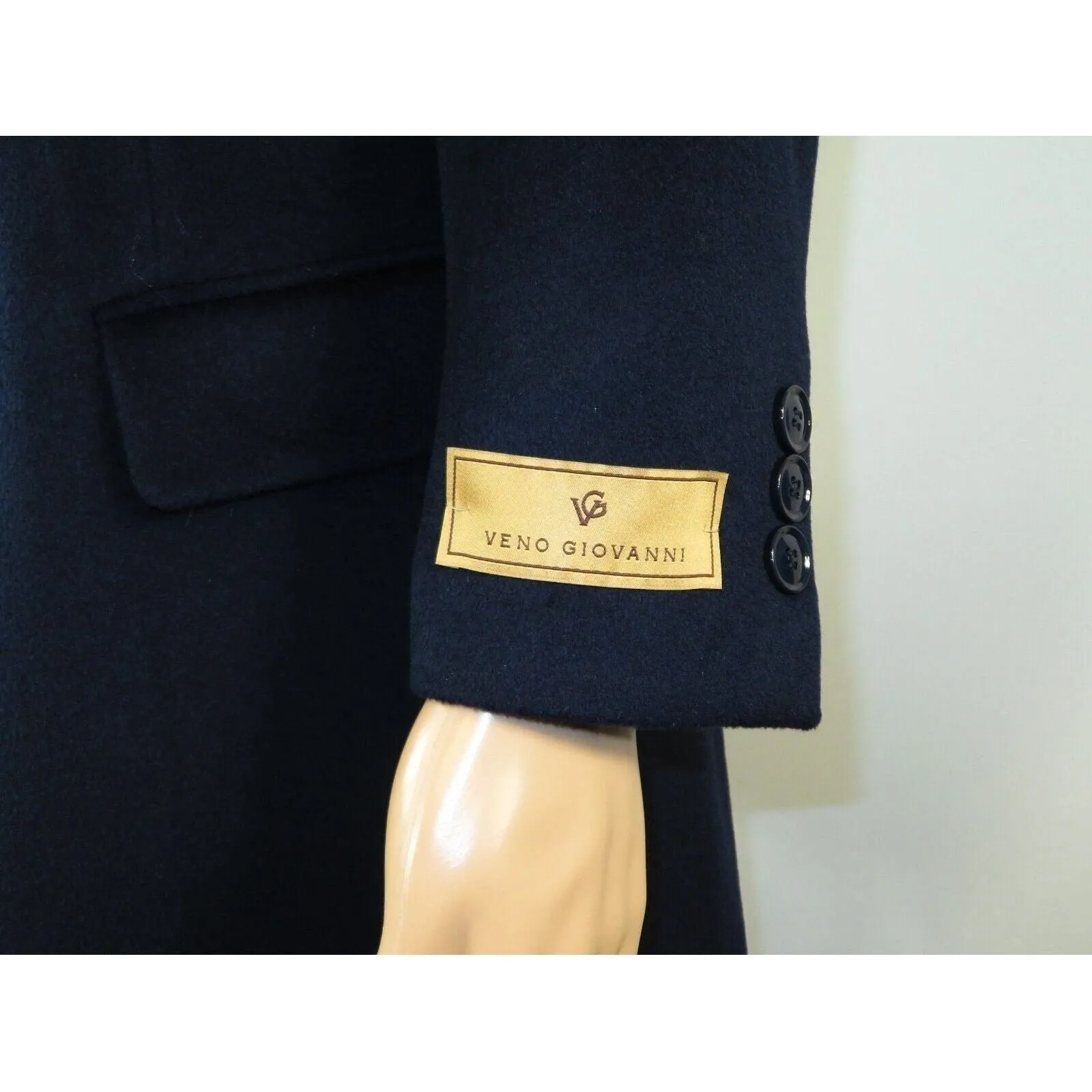Men 100% Soft Wool 3/4 Length Winter Top Coat Cashmere Feel  #Til-71 Navy Blue