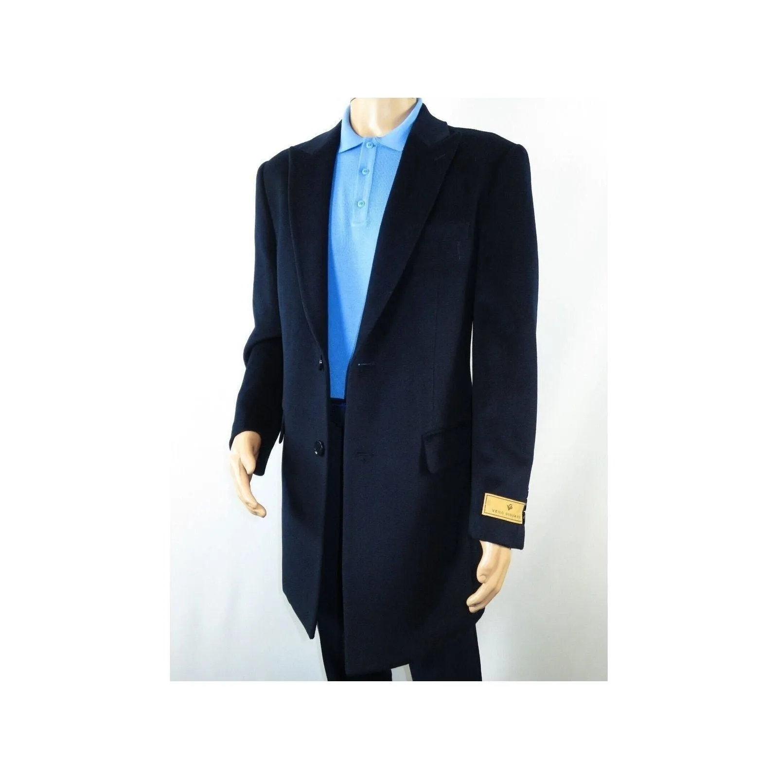 Men 100% Soft Wool 3/4 Length Winter Top Coat Cashmere Feel  #Til-71 Navy Blue