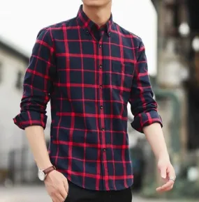 Mens Button Down Plaid Shirt