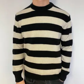 Men’s Designer Striped Cashmere Crew Neck Jumper Medium