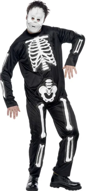 Mens Skeleton Jumpsuit Costume Creepy Outfit