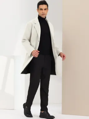 Men's Trench Two Buttons Notched Lapel Mid-Length Casual Solid Pea Coat