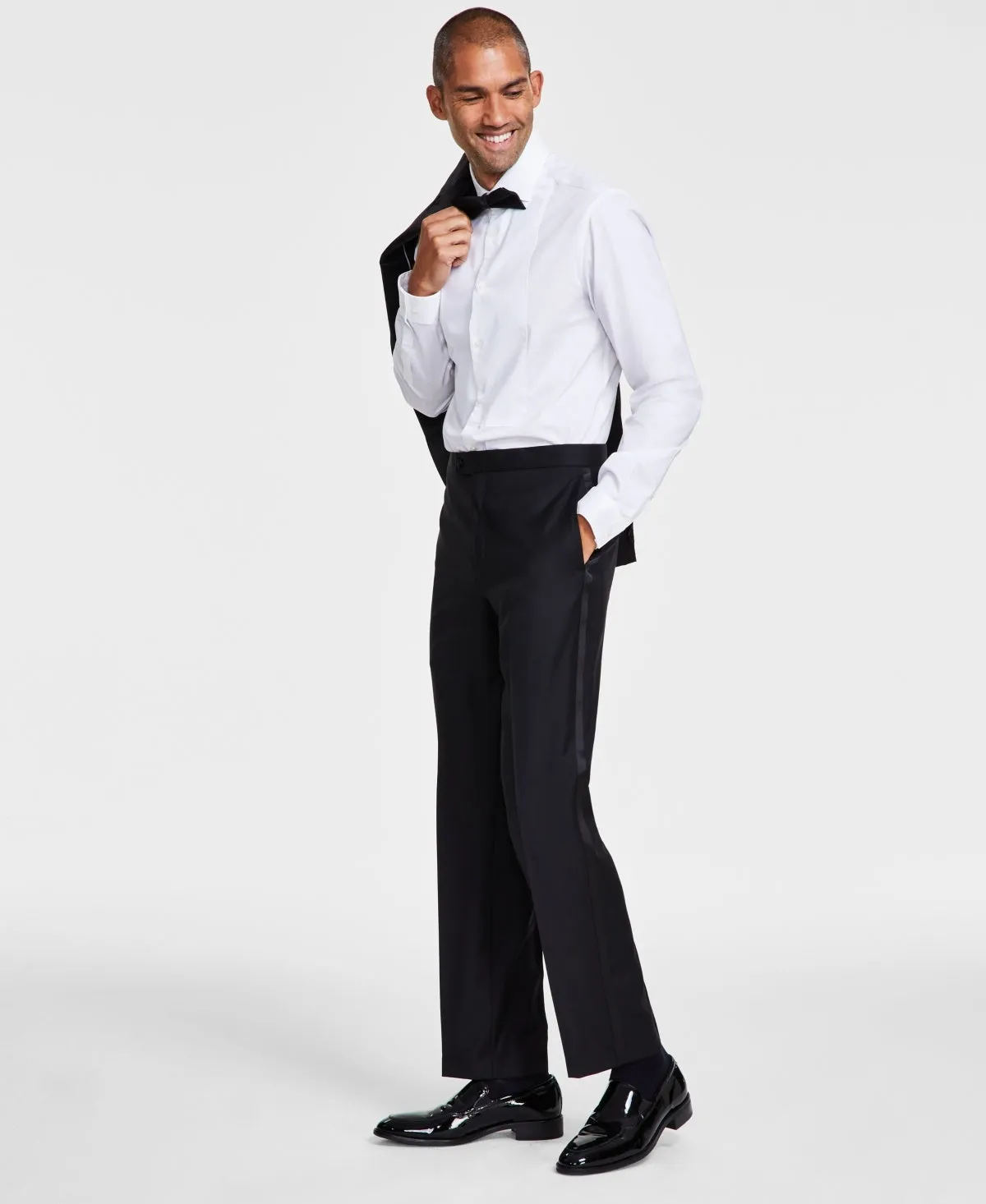 Michael Kors Mens Classic fit Tuxedo Dress Pants 33 / 32 Black Solid