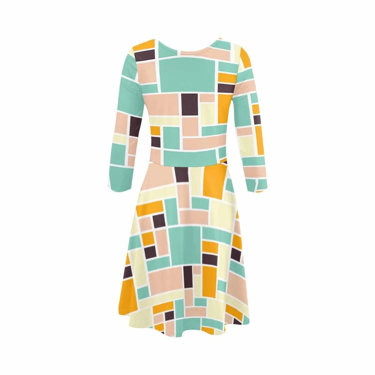Mid Mod Groovy 70s Psychedelic 3/4 Sleeve Sundress - 2381723