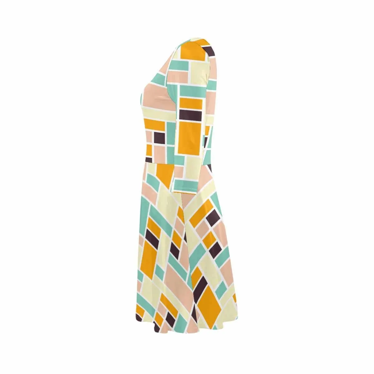 Mid Mod Groovy 70s Psychedelic 3/4 Sleeve Sundress - 2381723