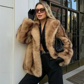 Mocha Charm - Chic Short Fur Coat by The Nevermore