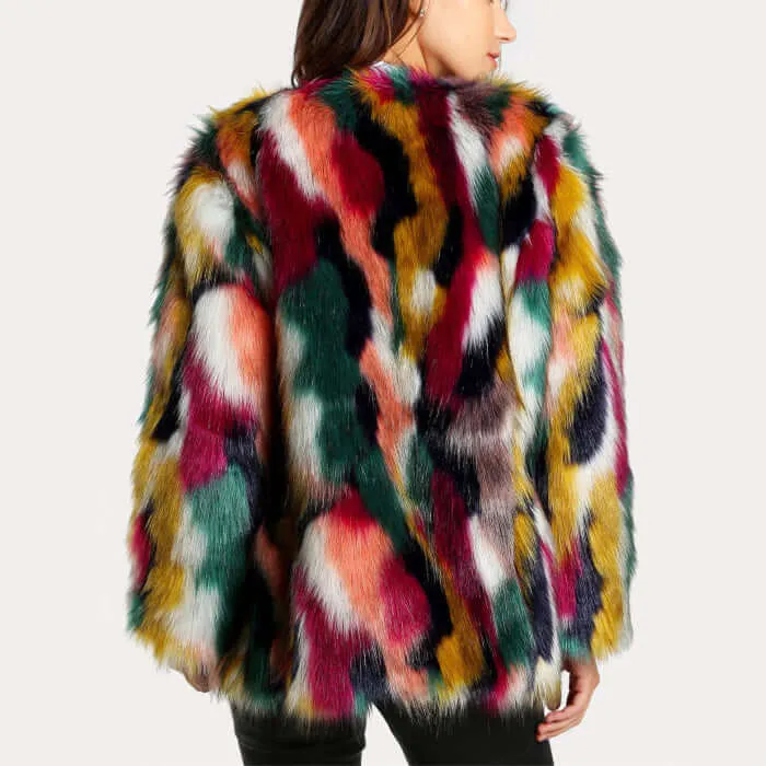 Multicoloured Faux Fur Coat