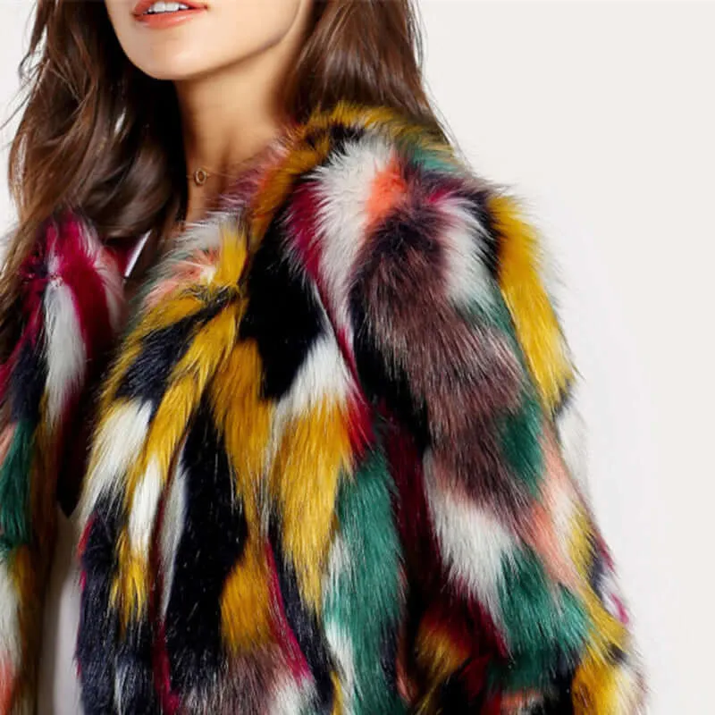 Multicoloured Faux Fur Coat