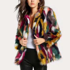 Multicoloured Faux Fur Coat